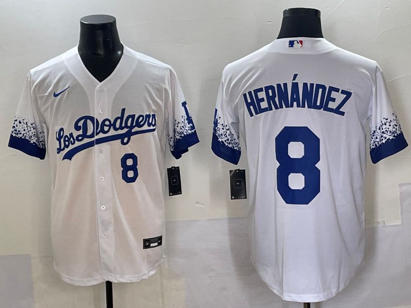 Men 2025 Los Angeles Dodgers #8 Hernandez White blue City Edition Nike MLB Jersey style 3->los angeles dodgers->MLB Jersey
